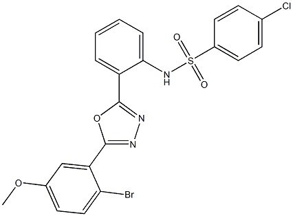 N1-{2-[5-(2-bromo-5-methoxyphenyl)-1,3,4-oxadiazol-2-yl]phenyl}-4-chlorobenzene-1-sulfonamide 구조식 이미지