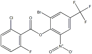 2-bromo-6-nitro-4-(trifluoromethyl)phenyl 2-chloro-6-fluorobenzoate 구조식 이미지