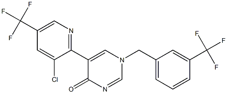 5-[3-chloro-5-(trifluoromethyl)-2-pyridinyl]-1-[3-(trifluoromethyl)benzyl]-4(1H)-pyrimidinone 구조식 이미지