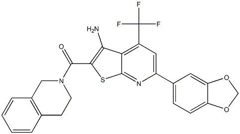 [3-amino-6-(1,3-benzodioxol-5-yl)-4-(trifluoromethyl)thieno[2,3-b]pyridin-2-yl][3,4-dihydro-2(1H)-isoquinolinyl]methanone 구조식 이미지