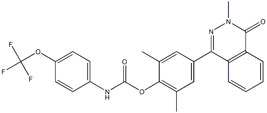 2,6-dimethyl-4-(3-methyl-4-oxo-3,4-dihydrophthalazin-1-yl)phenyl N-[4-(trifluoromethoxy)phenyl]carbamate Structure