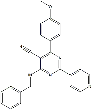 4-(benzylamino)-6-(4-methoxyphenyl)-2-(4-pyridinyl)-5-pyrimidinecarbonitrile Structure