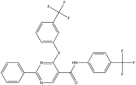 2-phenyl-N-[4-(trifluoromethyl)phenyl]-4-{[3-(trifluoromethyl)phenyl]sulfanyl}-5-pyrimidinecarboxamide 구조식 이미지