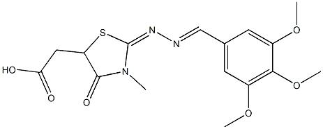 2-{3-methyl-4-oxo-2-[2-(3,4,5-trimethoxybenzylidene)hydrazono]-1,3-thiazolan-5-yl}acetic acid 구조식 이미지