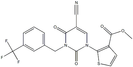 methyl 2-[5-cyano-2,4-dioxo-3-[3-(trifluoromethyl)benzyl]-3,4-dihydro-1(2H)-pyrimidinyl]-3-thiophenecarboxylate Structure