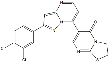 6-[2-(3,4-dichlorophenyl)pyrazolo[1,5-a]pyrimidin-7-yl]-2,3-dihydro-5H-[1,3]thiazolo[3,2-a]pyrimidin-5-one 구조식 이미지