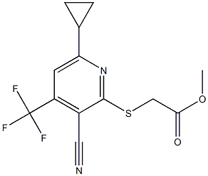 methyl 2-{[3-cyano-6-cyclopropyl-4-(trifluoromethyl)-2-pyridinyl]sulfanyl}acetate 구조식 이미지