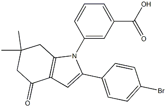 3-[2-(4-bromophenyl)-6,6-dimethyl-4-oxo-4,5,6,7-tetrahydro-1H-indol-1-yl]benzenecarboxylic acid 구조식 이미지