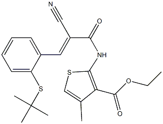 ethyl 2-({3-[2-(tert-butylthio)phenyl]-2-cyanoacryloyl}amino)-4-methylthiop hene-3-carboxylate 구조식 이미지