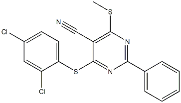 4-[(2,4-dichlorophenyl)thio]-6-(methylthio)-2-phenylpyrimidine-5-carbonitrile Structure