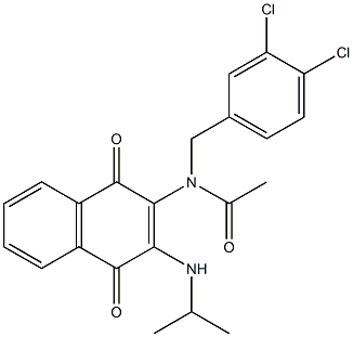 N-(3,4-dichlorobenzyl)-N-[3-(isopropylamino)-1,4-dioxo-1,4-dihydro-2-naphthalenyl]acetamide Structure