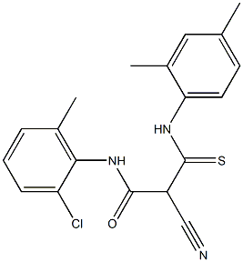 N1-(2-chloro-6-methylphenyl)-2-cyano-3-(2,4-dimethylanilino)-3-thioxopropanamide Structure