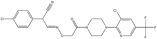 2-(4-chlorophenyl)-3-[(2-{4-[3-chloro-5-(trifluoromethyl)-2-pyridinyl]piperazino}-2-oxoethoxy)imino]propanenitrile 구조식 이미지