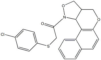 1-[3a,11c-dihydro-3H-benzo[5,6]chromeno[4,3-c]isoxazol-1(4H)-yl]-2-[(4-chlorophenyl)sulfanyl]-1-ethanone 구조식 이미지