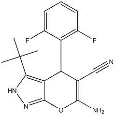 6-amino-3-(tert-butyl)-4-(2,6-difluorophenyl)-2,4-dihydropyrano[2,3-c]pyrazole-5-carbonitrile Structure