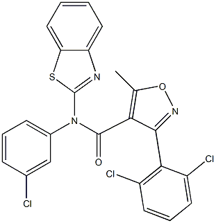N4-(1,3-benzothiazol-2-yl)-N4-(3-chlorophenyl)-3-(2,6-dichlorophenyl)-5-methylisoxazole-4-carboxamide 구조식 이미지