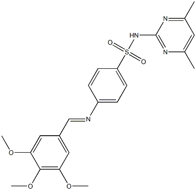 N1-(4,6-dimethylpyrimidin-2-yl)-4-[(3,4,5-trimethoxybenzylidene)amino]benzene-1-sulfonamide 구조식 이미지