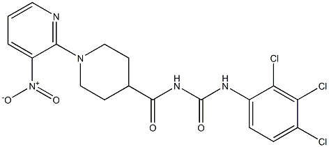 N-{[1-(3-nitro-2-pyridyl)-4-piperidyl]carbonyl}-N'-(2,3,4-trichlorophenyl)urea Structure