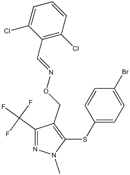 2,6-dichlorobenzenecarbaldehyde O-{[5-[(4-bromophenyl)sulfanyl]-1-methyl-3-(trifluoromethyl)-1H-pyrazol-4-yl]methyl}oxime 구조식 이미지