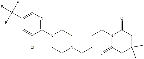 1-(4-{4-[3-chloro-5-(trifluoromethyl)-2-pyridinyl]piperazino}butyl)-4,4-dimethyldihydro-2,6(1H,3H)-pyridinedione 구조식 이미지