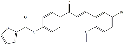 4-[(E)-3-(5-bromo-2-methoxyphenyl)-2-propenoyl]phenyl 2-thiophenecarboxylate 구조식 이미지