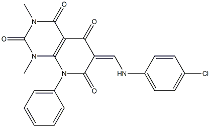 6-[(4-chloroanilino)methylidene]-1,3-dimethyl-8-phenyl-1,2,3,4,5,6,7,8-octahydropyrido[2,3-d]pyrimidine-2,4,5,7-tetraone Structure