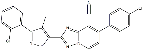 7-(4-chlorophenyl)-2-[3-(2-chlorophenyl)-4-methyl-5-isoxazolyl][1,2,4]triazolo[1,5-a]pyridine-8-carbonitrile Structure