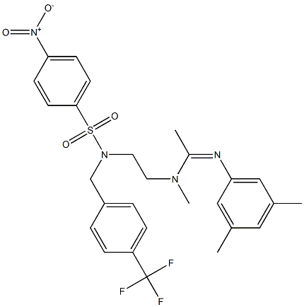 N'-(3,5-dimethylphenyl)-N-methyl-N-(2-{[(4-nitrophenyl)sulfonyl][4-(trifluoromethyl)benzyl]amino}ethyl)ethanimidamide 구조식 이미지