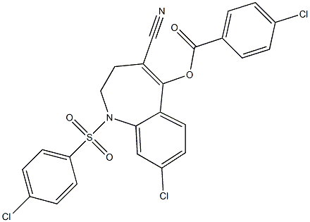 8-chloro-1-[(4-chlorophenyl)sulfonyl]-4-cyano-2,3-dihydro-1H-1-benzazepin-5-yl 4-chlorobenzoate Structure