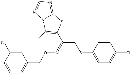 2-[(4-chlorophenyl)sulfanyl]-1-(6-methyl[1,3]thiazolo[3,2-b][1,2,4]triazol-5-yl)-1-ethanone O-(3-chlorobenzyl)oxime 구조식 이미지