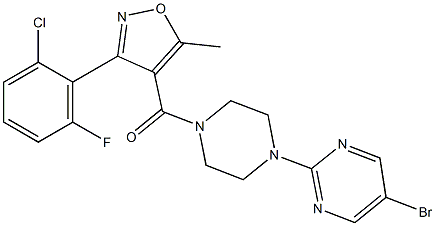 [4-(5-bromo-2-pyrimidinyl)piperazino][3-(2-chloro-6-fluorophenyl)-5-methyl-4-isoxazolyl]methanone Structure