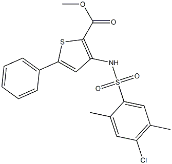 methyl 3-{[(4-chloro-2,5-dimethylphenyl)sulfonyl]amino}-5-phenylthiophene-2-carboxylate 구조식 이미지