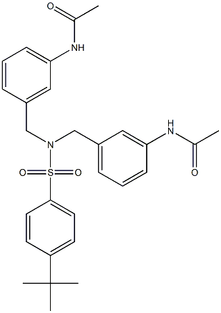 N-{3-[([3-(acetylamino)benzyl]{[4-(tert-butyl)phenyl]sulfonyl}amino)methyl]phenyl}acetamide 구조식 이미지