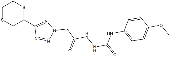 N1-(4-methoxyphenyl)-2-{2-[5-(1,4-dithian-2-yl)-2H-1,2,3,4-tetraazol-2-yl]acetyl}hydrazine-1-carboxamide Structure