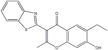 3-(1,3-benzothiazol-2-yl)-6-ethyl-7-hydroxy-2-methyl-4H-chromen-4-one 구조식 이미지