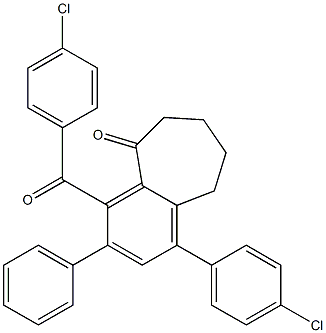 4-(4-chlorobenzoyl)-1-(4-chlorophenyl)-3-phenyl-6,7,8,9-tetrahydro-5H-benzo[a]cyclohepten-5-one 구조식 이미지