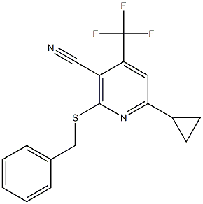 2-(benzylsulfanyl)-6-cyclopropyl-4-(trifluoromethyl)nicotinonitrile 구조식 이미지