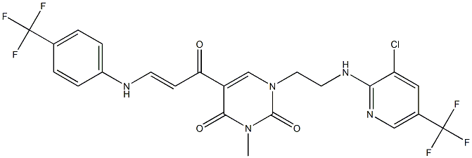 1-(2-{[3-chloro-5-(trifluoromethyl)-2-pyridinyl]amino}ethyl)-3-methyl-5-{3-[4-(trifluoromethyl)anilino]acryloyl}-2,4(1H,3H)-pyrimidinedione Structure