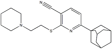 6-(1-adamantyl)-2-[(2-piperidinoethyl)sulfanyl]nicotinonitrile 구조식 이미지