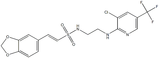 (E)-2-(1,3-benzodioxol-5-yl)-N-(2-{[3-chloro-5-(trifluoromethyl)-2-pyridinyl]amino}ethyl)-1-ethenesulfonamide 구조식 이미지