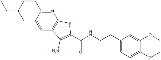 3-amino-N-(3,4-dimethoxyphenethyl)-6-ethyl-5,6,7,8-tetrahydrothieno[2,3-b]quinoline-2-carboxamide 구조식 이미지