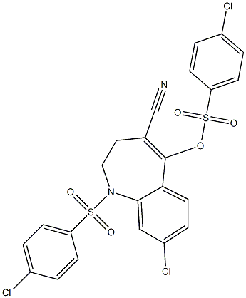 8-chloro-1-[(4-chlorophenyl)sulfonyl]-4-cyano-2,3-dihydro-1H-1-benzazepin-5-yl 4-chlorobenzene-1-sulfonate Structure