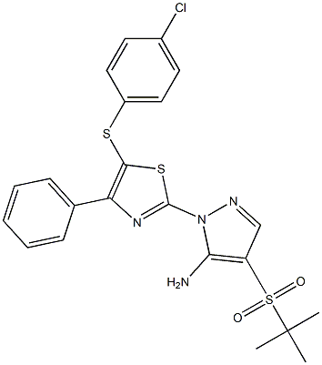 4-(tert-butylsulfonyl)-1-{5-[(4-chlorophenyl)sulfanyl]-4-phenyl-1,3-thiazol-2-yl}-1H-pyrazol-5-ylamine Structure