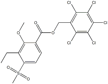 2,3,4,5,6-pentachlorobenzyl 3-ethyl-2-methoxy-4-(methylsulfonyl)benzenecarboxylate 구조식 이미지