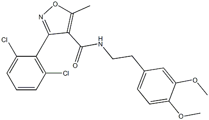 N4-(3,4-dimethoxyphenethyl)-3-(2,6-dichlorophenyl)-5-methylisoxazole-4-carboxamide 구조식 이미지