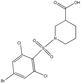 1-[(4-bromo-2,6-dichlorobenzene)sulfonyl]piperidine-3-carboxylic acid Structure