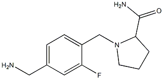 1-{[4-(aminomethyl)-2-fluorophenyl]methyl}pyrrolidine-2-carboxamide 구조식 이미지