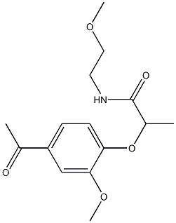 2-(4-acetyl-2-methoxyphenoxy)-N-(2-methoxyethyl)propanamide 구조식 이미지