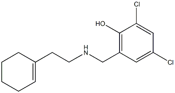 2,4-dichloro-6-({[2-(cyclohex-1-en-1-yl)ethyl]amino}methyl)phenol 구조식 이미지