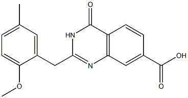 2-[(2-methoxy-5-methylphenyl)methyl]-4-oxo-3,4-dihydroquinazoline-7-carboxylic acid 구조식 이미지